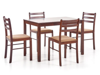 Jedálenský set Starter New 2 1+4 - espresso je ideálnym riešením pre každú domácnosť, ktorá hľadá spojenie funkčnosti a štýlu. Tento set sa skladá z jedného stola a štyroch stoličiek, čo ho robí ideálnym pre rodiny alebo menšie spoločenské stretnutia.