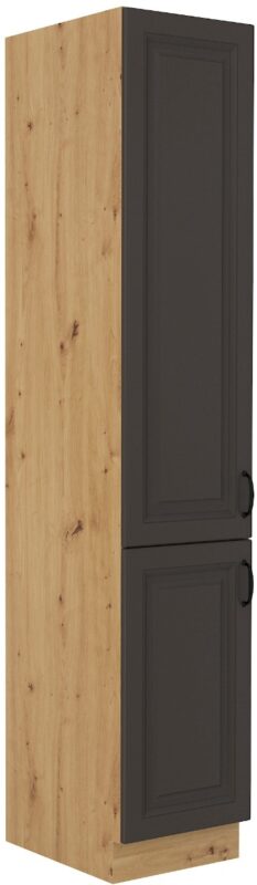 Vysoká skrinka STELLA 40 DK-210 2F je moderná a elegantná skrinka kuchynského nábytku STELLA.Kuchyňa STELLA svojim prevedením poteší všetkých zákazníkov, ktorí majú radi jednoduchosť, praktickosť a zároveň prijateľnú cenu.Kuchynská linka v modernom prevedení s čistými líniami a zároveň je priestranná a funkčná. Vďaka veľkému výberu kuchynského nábytku, ktoré STELLA poskytuje si poskladáte svoju kuchyňu podľa vašich predstáv. Skrinka je dvojdverová. Korpus je vyrobený z kvalitných LTD dosiek v hrúbke 16mm. Čelo skrinky je z MDF materiálu v hrúbke 16 mm. Farebné prevedenie skrinky je dub Artisan, farba dvierok šedá matná. Interiér skrinky je biely. Predpripravené sú slepé vyvŕtané otvory pre rukoväte, pričom rukoväť je vyrobená z kovu v šírke 192 mm. Zaručene oceníte funkciu tichého dovierania dvierok.Rozmery: 400 x 2100 x 570 mm (Š x V x H)Dodávame v demontovanom stave. V našej ponuke nájdete aj ďalšie kuchynské skrinky STELLA.