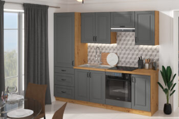 STELLA 60 LO 210 skrinka na vstavanú chladničku je moderná a elegantná skrinka kuchynského nábytku STELLA.Kuchyňa STELLA svojim prevedením poteší všetkých zákazníkov, ktorí majú radi jednoduchosť, praktickosť a zároveň prijateľnú cenu. Je v modernom prevedení s čistými líniami a zároveň je priestranná a funkčná. Vďaka veľkému výberu kuchynského nábytku, ktoré STELLA poskytuje si poskladáte svoju kuchyňu podľa vašich predstáv. Skrinka je dvojdverová. Korpus je vyrobený z kvalitných LTD dosiek v hrúbke 16mm, čelo skrinky je z kvalitného  MDF materiálu v hrúbke 16 mm. Farebné prevedenie skrinky je dub Artisan, farba dvierok šedá matná. Interiér skrinky je biely. Predpripravené sú slepé vyvŕtané otvory pre rukoväte, pričom rukoväť je vyrobená z kovu v šírke 192 mm. Zaručene oceníte aj praktické pánty s tichý dovieraním.Rozmery: 600 x 2100 x 570 mm (Š x V x H)Upozernenie: chladnička nesmie byť vyššia ako 177 cm, spodné čelo chladničky nesmie presahovať výšku 71 cm!Dodávame v demontovanom stave. V našej ponuke nájdete aj ďalšie kuchynské skrinky STELLA.