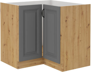STELLA 89X89 dolná skrinka, je moderná a elegantná skrinka kuchynského nábytku STELLA.Kuchyňa STELLA svojim prevedením poteší všetkých zákazníkov, ktorí majú radi jednoduchosť, praktickosť a zároveň prijateľnú cenu.Je v modernom prevedení s čistými líniami a zároveň je priestranná a funkčná. Vďaka veľkému výberu kuchynského nábytku, ktoré STELLA poskytuje si poskladáte svoju kuchyňu podľa vašich predstáv a požiadavok. Skrinka je jednodverová. Korpus je vyrobený z kvalitných LTD dosiek v hrúbke 16mm. Čelo skrinky je z MDF materiálu v hrúbke 16 mm. Farebné prevedenie skrinky je dub Artisan, farba dvierok šedá matná. Interiér skrine je biely. Predpripravené sú slepé vyvŕtané otvory pre rukoväte. Rukoväť je vyrobená z kovu v šírke 192 mm. Pracovná doska nie je súčasťou, ale môžete si ju u nás zakúpiť.Rozmery: 830 x 830 x 715 x 520 mm (Š x V x H)Dodávame v demontovanom stave. V našej ponuke nájdete aj ďalšie kuchynské skrinky STELLA.
