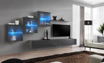 Atraktívna obývacia zostava STEROX je vminimalistickom prevedení. Je vhodná do moderných obývačiek. Poteší nejedného nadšenca nadčasového štýlu.Obývacia stena je vyrobená z kvalitných LTD dosiek, ktoré sa jednoducho udržiavajú. Korpus je v matnom prevedení. Rozmery celej zostavy (š,v,h): 330 x 160 x 40 cm.Rozmery jednotlivých prvkov zostavy:2 x závesný TV stolík v/š/h: 30/120/40 cm,3 x závesná skrinka v/š/h: 60/60/30 cm, závesná polica v/š/h: 2,2/120/20 cm.LED osvetlenie je v cene zostavy. Zostavu si môžete zakúpiť len ako celok.Dodávame v demontovanom stave.