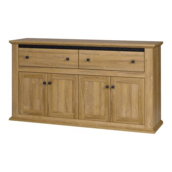 Na modernej vlne prichádza štvordverová komoda so zásuvkami LEON MZ10. Jej rozmery sú (ŠxHxV): 160x45x87 cm. Zdobia ju skromné, ale elegantné kovové úchytky. Disponuje úložným priestorom v podobe dvoch zásuviek a dvoch dvojdverových skriniek. Provensálsky sektorový nábytok LEON Vám pomôže zariadiť…