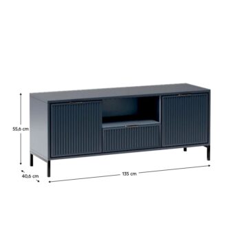 TV stolík Style LS 3 v elegantnej indigo modrej farbe je ideálnym doplnkom pre moderné interiéry. Tento kus nábytku od značky KONDELA ponúka nielen štýlový vzhľad, ale aj praktické využitie. S rozmermi 135 cm na šírku, 40,6 cm na hĺbku a výškou 55,6 cm poskytuje…