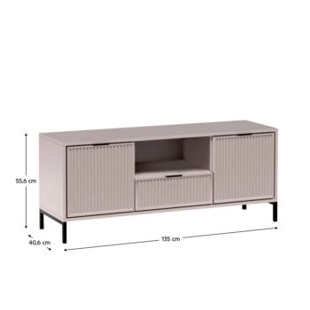 TV stolík Style LS 3 v elegantnej kašmír krémovej farbe je ideálnym doplnkom pre moderné interiéry. Tento kus nábytku od značky KONDELA ponúka nielen štýlový vzhľad, ale aj praktické využitie. S rozmermi 135 cm na šírku, 40,6 cm na hĺbku a výškou 55,6 cm…