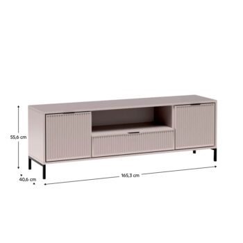 TV stolík Style LS 4 v elegantnej kašmír krémovej farbe je ideálnym doplnkom pre moderné interiéry. Tento kus nábytku od značky KONDELA ponúka nielen štýlový vzhľad, ale aj praktické využitie. S rozmermi 165,3 cm na šírku, 55,6 cm na výšku…