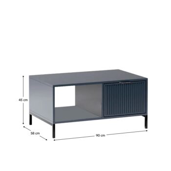 Konferenčný stolík Style LS 6 v elegantnej indigo modrej farbe je ideálnym doplnkom pre moderné interiéry. Tento štýlový kus nábytku od značky KONDELA sa vyznačuje hranatým tvarom a tmavým farebným prevedením, ktoré dodáva priestoru sofistikovaný vzhľad.