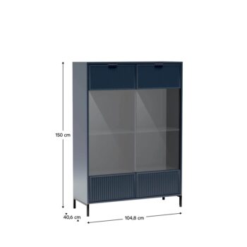 Vitrína Style LS 8 v elegantnej indigo modrej farbe je ideálnym doplnkom pre moderné interiéry. Táto vitrína od renomovanej značky KONDELA ponúka nielen estetický vzhľad, ale aj praktické využitie. S výškou 150 cm, šírkou 104,8 cm a hĺbkou 40,6 cm poskytuje dostatok…