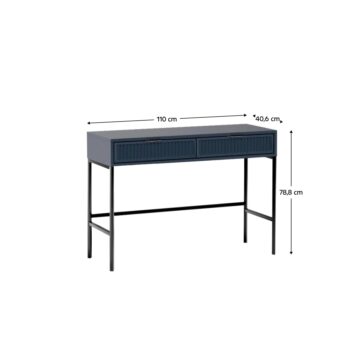 Toaletný stolík Style LS 9 v elegantnej indigo modrej farbe je ideálnym doplnkom pre moderné interiéry. Tento štýlový kus nábytku od značky KONDELA ponúka nielen praktickosť, ale aj estetický zážitok. S rozmermi 110 cm na šírku, 78,8 cm na výšku…