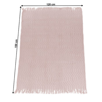 KONDELA Sulia Typ 1 pletená deka so strapcami 120x150 cm svetloružová – Obrázok 2