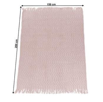 KONDELA Sulia Typ 2 pletená deka so strapcami 150x200 cm svetloružová – Obrázok 2