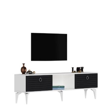 TV stolík SWORD - moderný a elegantný doplnok pre vašu obývaciu izbuTV stolík SWORD je skvelou voľbou pre tých, ktorí chcú skombinovať štýl a funkčnosť v jednom kuse nábytku. Tento stolík prináša do vašej obývačky čistý a moderný dizajn, ktorý sa ľahko prispôsobí rôznym štýlom interiéru.Vyrobený z odolného LTD materiálu s hrúbkou 18 mm, stolík SWORD je zárukou pevnosti a dlhej životnosti. Vybavený skrinkou s dvoma dvierkami a praktickým regálkom, ponúka dostatok priestoru pre vaše multimediálne zariadenia a ďalšie potreby. Kovové úchytky dodávajú stolíku moderný a sofistikovaný vzhľad a zároveň zaisťujú ľahké otváranie.Hlavné vlastnosti produktu:Typ tovaru: TV stolíkVhodné do miestnosti: obývacia izbaMateriál: LTDRozmery: 44.6 x 150 x 29.6 cmFarba: biela + antracitVybavenie: skrinka a regálPočet dvierok: 2Úchytky: kovDodatočné informácie: Dodávame v demonte, plastové nožičkyTV stolík SWORD je dodávaný v demontovanom stave, čo uľahčuje prepravu a montáž. Plastové nožičky zaisťujú stabilitu a ochranu podlahy pred poškodením.