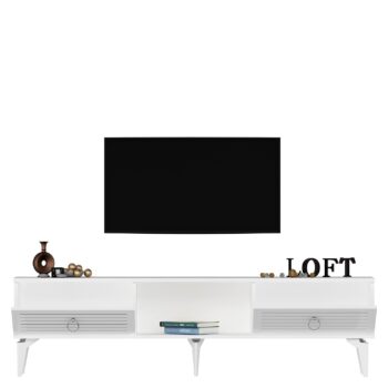 TV stolík SWORD - moderný a elegantný doplnok pre vašu obývaciu izbuTV stolík SWORD je skvelou voľbou pre tých, ktorí chcú skombinovať štýl a funkčnosť v jednom kuse nábytku. Tento stolík prináša do vašej obývačky čistý a moderný dizajn, ktorý sa ľahko prispôsobí rôznym štýlom interiéru.Vyrobený z odolného LTD materiálu s hrúbkou 18 mm, stolík SWORD je zárukou pevnosti a dlhej životnosti. Vybavený skrinkou s dvoma dvierkami a praktickým regálkom, ponúka dostatok priestoru pre vaše multimediálne zariadenia a ďalšie potreby. Kovové úchytky dodávajú stolíku moderný a sofistikovaný vzhľad a zároveň zaisťujú ľahké otváranie.Hlavné vlastnosti produktu:Typ tovaru: TV stolíkVhodné do miestnosti: obývacia izbaMateriál: LTDRozmery: 44.6 x 150 x 29.6 cmFarba: bielaVybavenie: skrinka a regálPočet dvierok: 2Úchytky: kovDodatočné informácie: Dodávame v demonte, plastové nožičkyTV stolík SWORD je dodávaný v demontovanom stave, čo uľahčuje prepravu a montáž. Plastové nožičky zaisťujú stabilitu a ochranu podlahy pred poškodením.