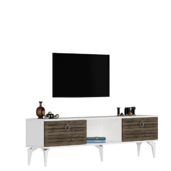 TV stolík SWORD - moderný a elegantný doplnok pre vašu obývaciu izbuTV stolík SWORD je skvelou voľbou pre tých, ktorí chcú skombinovať štýl a funkčnosť v jednom kuse nábytku. Tento stolík prináša do vašej obývačky čistý a moderný dizajn, ktorý sa ľahko prispôsobí rôznym štýlom interiéru.Vyrobený z odolného LTD materiálu s hrúbkou 18 mm, stolík SWORD je zárukou pevnosti a dlhej životnosti. Vybavený skrinkou s dvoma dvierkami a praktickým regálkom, ponúka dostatok priestoru pre vaše multimediálne zariadenia a ďalšie potreby. Kovové úchytky dodávajú stolíku moderný a sofistikovaný vzhľad a zároveň zaisťujú ľahké otváranie.Hlavné vlastnosti produktu:Typ tovaru: TV stolíkVhodné do miestnosti: obývacia izbaMateriál: LTDRozmery: 44.6 x 150 x 29.6 cmFarba: orech + bielaVybavenie: skrinka a regálPočet dvierok: 2Úchytky: kovDodatočné informácie: Dodávame v demonte, plastové nožičkyTV stolík SWORD je dodávaný v demontovanom stave, čo uľahčuje prepravu a montáž. Plastové nožičky zaisťujú stabilitu a ochranu podlahy pred poškodením.