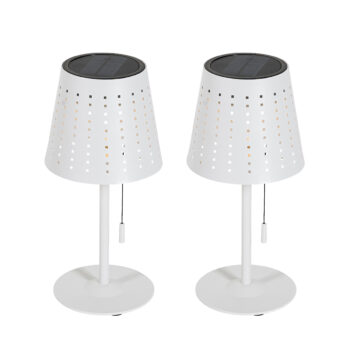 Sada 2 stolových lamp bielych vrátane LED 3-stupňového stmievača nabíjateľných a slnečných - Ferre