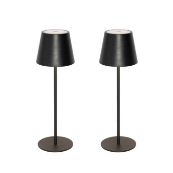 Sada 2 stolových lamp čiernych so stmievačom a nabíjateľných - Murdock