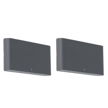 Sada 2 vonkajších nástenných svietidiel tmavosivá 17,5 cm vrátane LED - Batt