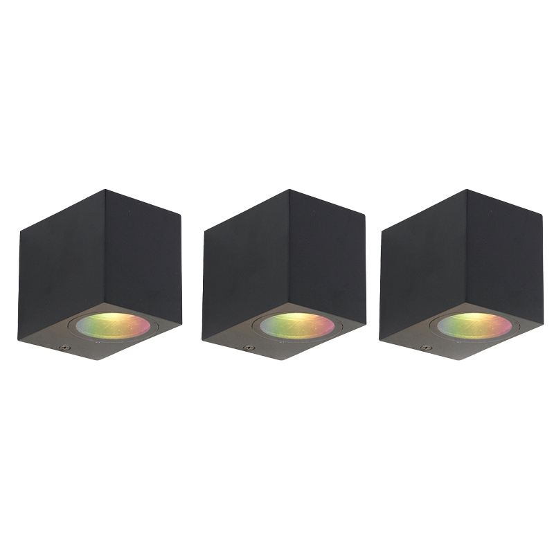 Sada 3 inteligentných nástenných svietidiel čierna GU10 50mm IP44 - Baleno Sada 3 inteligentných nástenných svietidiel čierna GU10 50mm IP44 - Baleno