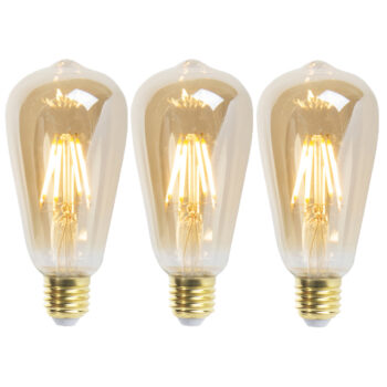 Sada 3 stmievateľných LED žiaroviek E27 ST64 Goldline 5W 380lm 2200K