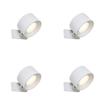 Sada 4 moderných nástenných a stropných svietidiel bielej farby vrátane LED nabíjateľných - Bright