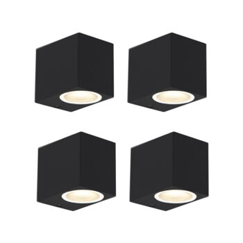 Sada 4 moderných nástenných svietidiel čiernych IP44 - Baleno