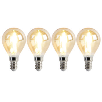 Sada 4 stmievateľných LED žiaroviek E14 P45 zlatá 3,5W 330lm 2100K