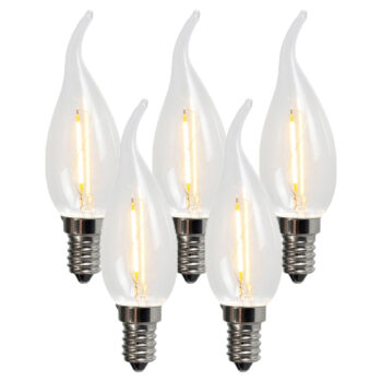 Sada 5 E14 LED vláknových sviečkových žiaroviek BXS35 1W 100LM 2200K