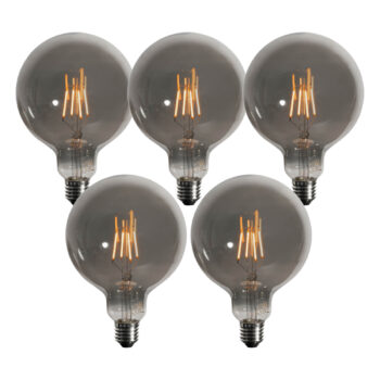 Sada 5 E27 3-krokových stmievateľných LED žiaroviek Smoke G125 4W 150 lm 1900K