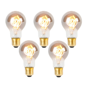 Sada 5 E27 LED špirálových žiaroviek A60 dymové 4W 120 lm 1800K