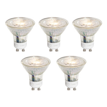 Sada 5 GU10 50 mm 3-krokovo stmievateľných LED žiaroviek Kelvin číra 4,9 W 450 lm 2000 – 2700 K
