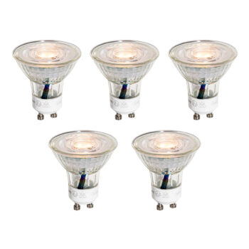 Sada 5 GU10 50mm LED žiaroviek číra 3W 200 lm 2200K