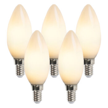 Sada 5 LED sviečkových žiaroviek E14 B35 2W 180lm 2350K