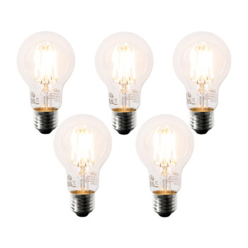 Sada 5 LED žiaroviek E27 A60 číre 6W 630lm 2200K