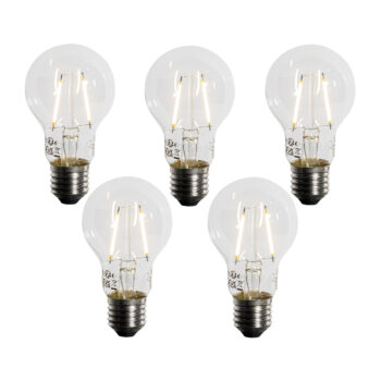 Sada 5 LED žiaroviek E27 A60 so súmrakovým senzorom 2,5 W 250 lm 2200 K