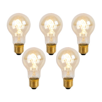 Sada 5 LED žiaroviek E27 so špirálovým vláknom A60 Goldline 2W 150lm 2200K