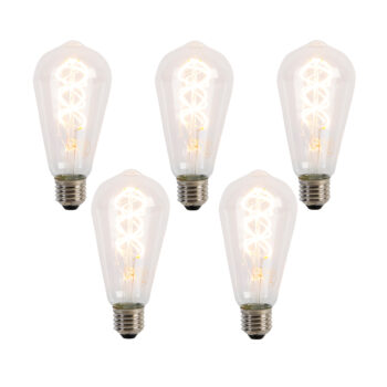 Sada 5 LED žiaroviek E27 so špirálovým vláknom ST64 5W 400 lm 2200K
