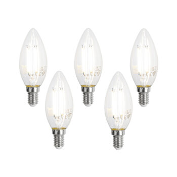 Sada 5 inteligentných LED žiaroviek E14 C35 číra 4,2 W 470 lm 2700 – 6500 K