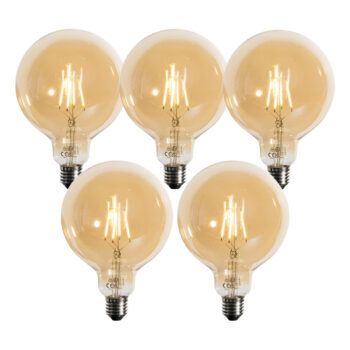 Sada 5 ks E27 3-stupňová stmievateľná LED lampa zlatá G125 4W 450lm 2700K