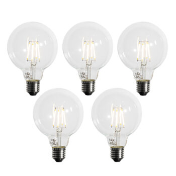 Sada 5 ks E27 3-stupňová stmievateľná LED žiarovka G95 4W 450lm 3000K