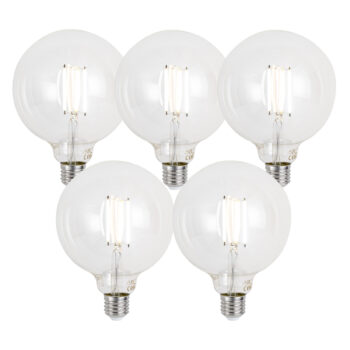 Sada 5 ks E27 Stmievateľné LED žiarovky G125 číre 7W 806lm 2700-6500K