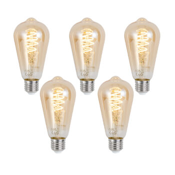 Sada 5 ks Inteligentná stmievateľná LED žiarovka E27 ST64 Jantárová 4,9 W 320 lm 2500 K