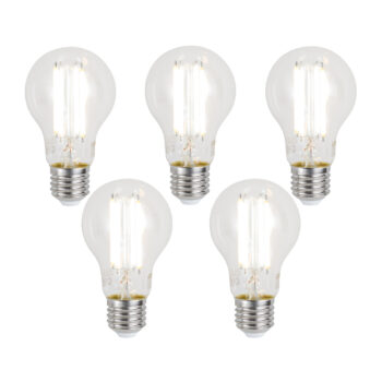Sada 5 ks Inteligentné stmievateľné LED žiarovky E27 A60 číre 7W 806lm 2700-6500K
