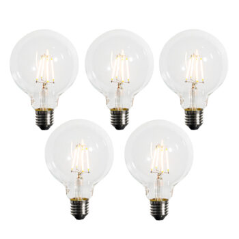 Sada 5 ks Stmievateľná LED žiarovka E27 G95 5W 450lm 2200K