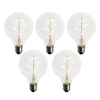 Sada 5 ks Stmievateľná LED žiarovka E27 so špirálovým vláknom G95 4W 270lm 2200K