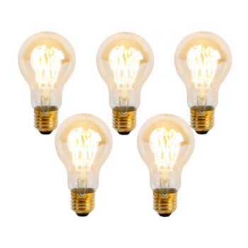 Sada 5 stmievateľných LED špirálových žiaroviek E27 A60 Goldline 4W 270 lm 2200K