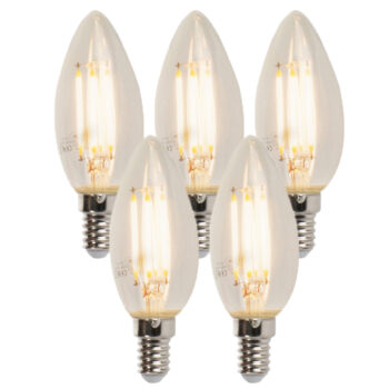 Sada 5 stmievateľných LED sviečkových žiaroviek E14 B35 5W 380lm 2700K