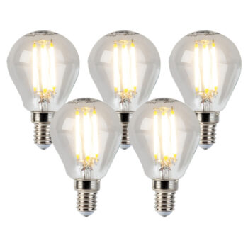 Sada 5 stmievateľných LED žiaroviek E14 Globe P45 5W 470lm 2700K