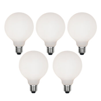 Sada 5 stmievateľných LED žiaroviek E27 G95 matné 4W 430lm 2200-4000K