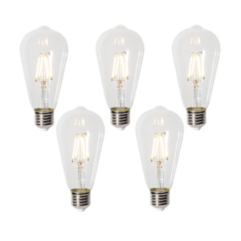 Sada 5 stmievateľných LED žiaroviek E27 ST64 číra 5W 600 lm 2700K