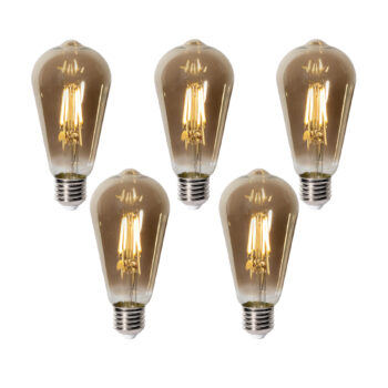 Sada 5 stmievateľných LED žiaroviek E27 ST64 dymové sklo 5W 450 lm 2700K