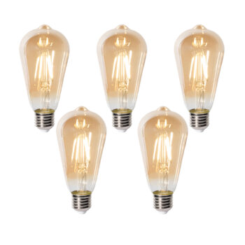 Sada 5 stmievateľných LED žiaroviek E27 ST64 zlatá 5W 450 lm 2700K